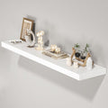 Floating Shelves for Wall,48" W x 9.3" D x 1.5" H, Wooden Wall Mounted Display Shelves with Invisible Brackets for Living Room, Bedroom, Bathroom, Kitchen Decor and Storage, Set of 1, White-Ruum Studio Home