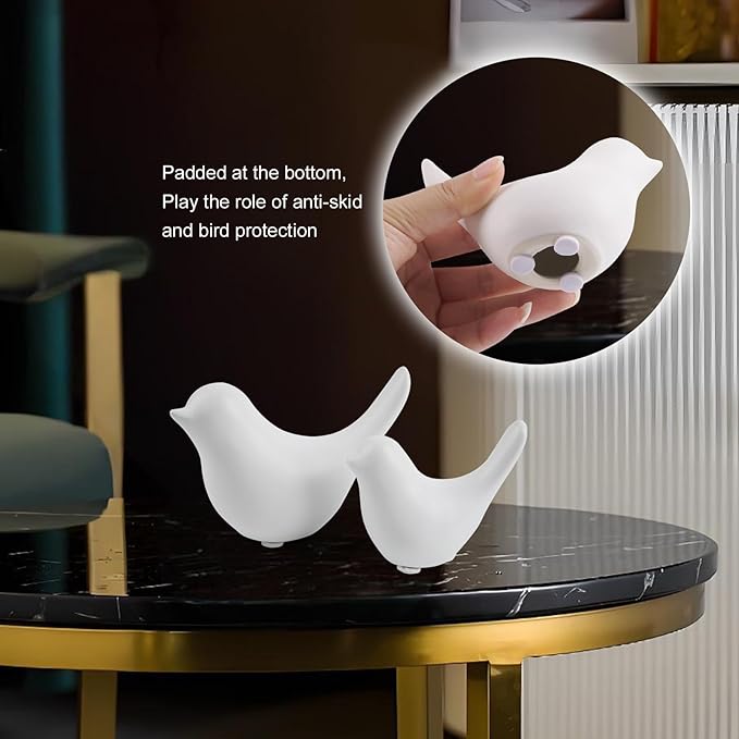 Notakia Small White Birds Statues Home Decor Modern Style Decorative Ornaments for Living Room, Bedroom, Office Desktop, Cabinets (2Pcs White Birds)-Ruum Studio Home