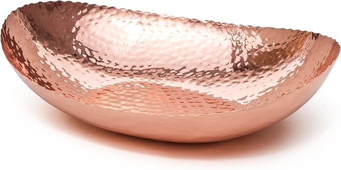 Monarch Abode Hand Hammered Decorative Bowl for Home Decor, 12.75-Inch Copper Plated – Key Bowl for Entryway Table, Catch All, Decorative Fruit Basin, Key Holder, Bowls for Home Decor-Ruum Studio Home