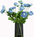 Artificial Silk Flowers Ranunculus Fake Flower 5 Pcs,Suitable for core Decoration,Wedding Floral Creation,Flower Arrangement DIY Project,Interior Decor（Blue）-Ruum Studio Home