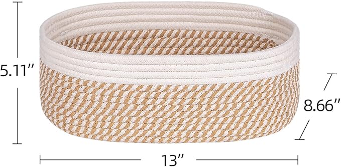 Shelf Storage Baskets for Organizing|Decorative Basket for Closet Storage|Toy Baskets&Bins|Small Woven Rope Baskets-13x8.66x5.11’’,Durable&Stylish,Oval 3 Packs Off White&Mixed Camel-Ruum Studio Home