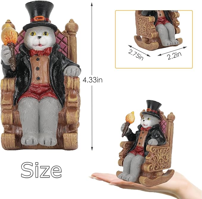 Whimsical Cat Garden Decor Statues Outdoor Solar Lights for Yard Art Fall Home Halloween Decoration Figurine Lawn Ornament - Unique Cat Lovers Gifts for Housewarming Gardening Women Mom Grandma-Ruum Studio Home
