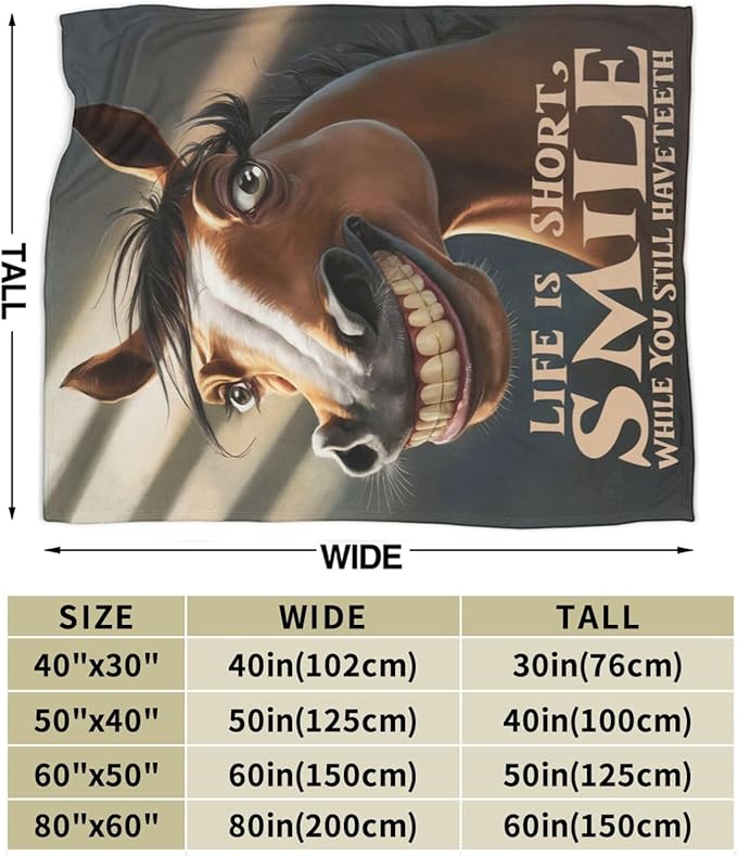 Funny Horse Throw Blanket Soft Fleece Blanket Men Women Gift for Kids Boys Girls for Party Couch Sofa Bed Deco Blankets 50x40 Inches-Ruum Studio Home