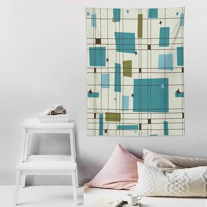 ICMOLYYENLO Boho Medieval Cat Tapestry, Abstract Atomic Starburst Geometric Aesthetic Art Wall Hanging For Bedroom Living Room Dormitory 50x60 Inches-Ruum Studio Home