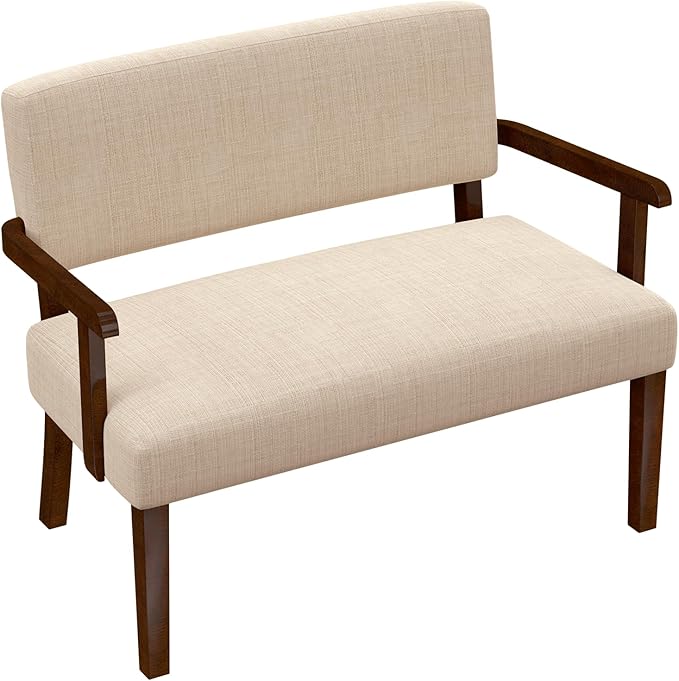 Accent Chair 2 Seat, Arm Chairs with Soft Seat and Armrests for Living Room, Love seat for Dining, Reading, and Waiting Rooms (Beige)-Ruum Studio Home