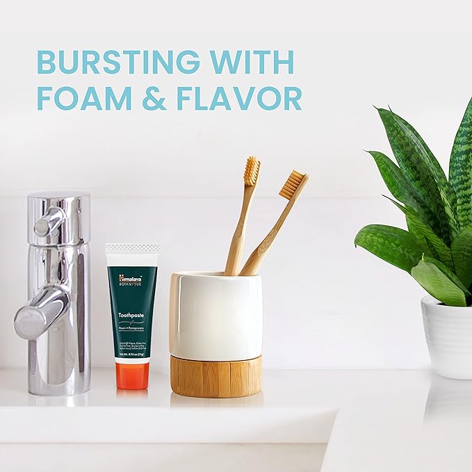 Himalaya Botanique Neem & Pomegranate Travel Toothpaste, Mint Flavor - Travel Size Fluoride Free Toothpaste Fights Plaque & for Fresh Breath - Vegan, Gluten Free, No SLS, 0.74 oz (Pack of 20)-Ruum Studio Home