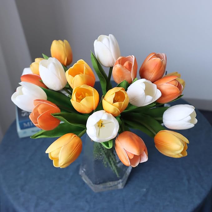 Buart Autumng-Colors Tulip Flowers Artificial Luxury Big Tulip Valentine's Day Mother's Day Easter Home Kitchen Wedding Decorations(11pcs)-Ruum Studio Home
