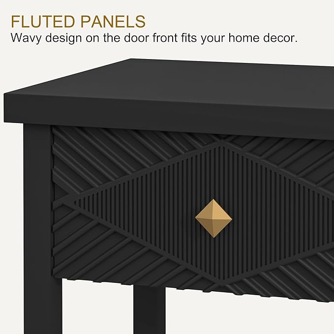 47" Console Table with 3 Drawers, Fluted Narrow Long Entryway Table with Storage Shelf, Accent Table for Entryway, Living Room, Behind Couch, Foyer, Hallway, Office-Ruum Studio Home