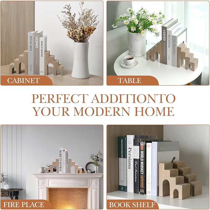 Natural Marble Book Ends for Shelves, Decorative Bookends for Heavy Books, CastleGuard Bookend Book Holder Stopper for Home Office Desk Bookshelf Decoration, Turkey Natural Marble, Set of 2-Ruum Studio Home