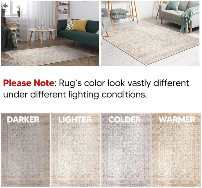 Keen Home Design 3x5 Rug - Machine Washable Entry Rug with Non-Slip Backing, Ideal for Enteryway, Kitchen, Bathroom, Laundry Room - Vintage, Easy Clean, Durable, Low Pile Rug - (3' x 5')-Ruum Studio Home