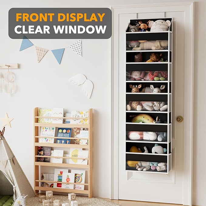 SpaceAid 1 Pack Over The Door Organizer with 5 Large Pockets and 10 Mesh Side Pockets, 5 Layers Door Organizer Hanging with Clear Window for Bedroom, Bathroom, Pantry and Nursery, Black-Ruum Studio Home