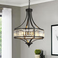 20" Modern Farmhouse Crystal Chandeliers for Dining Room, 5-Light Black Antique Pendant Chandelier, Contemporary Hanging Light Fixture for Living Room Bedroom Foyer Kitchen Island Entryway-Ruum Studio Home