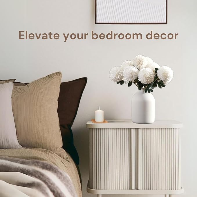 Large Faux Kiku Flower White - 10 Stems, Bulk Silk Flowers For Home Decor Indoor, Realistic Artificial Flowers, Fake White Flowers, Real Touch Flowers, Flores Artificiales Para Centro De Mesa-Ruum Studio Home