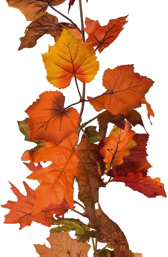 Lvydec 2 Pack Fall Maple Garland - 5.9ft/Piece Artificial Fall Foliage Garland Colorful Autumn Decor for Home Wedding Party (Mixed Color)-Ruum Studio Home