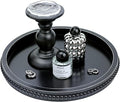 Round Black Wood Serving Tray with Beads, Wooden Decorative Tray for Entertaining, Decoration, and Gifting,-Ruum Studio Home