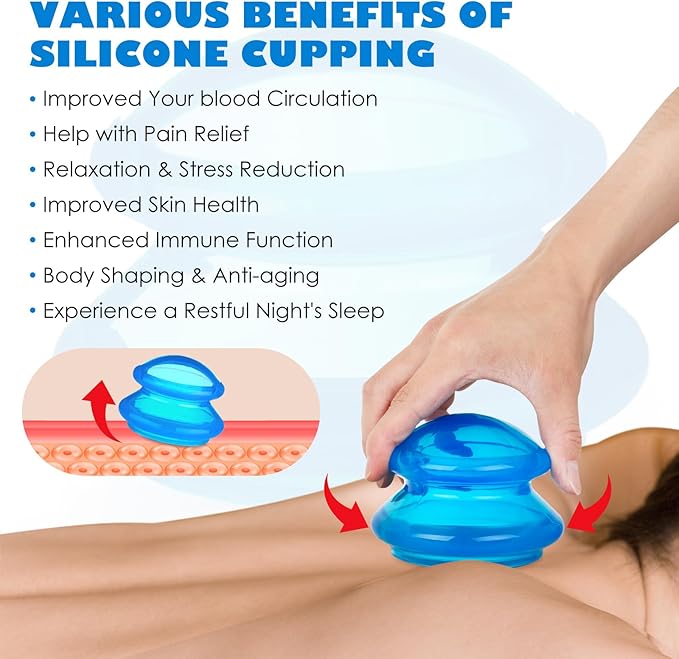 15Pcs Cupping Therapy Set-Professional Silicone Cupping, Suitable for Facial Body Massage/Deep Myofascial Release/Pain Relief/Muscle Relaxation & More (Blue,15pcs)-Ruum Studio Home