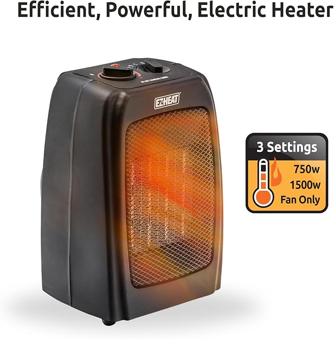 Electric Ceramic Portable Space Heater with Thermostat and Fan, Built-in Overheat Sensor, and Safety Tip-Over Switch, ST-MTPTC113-Ruum Studio Home