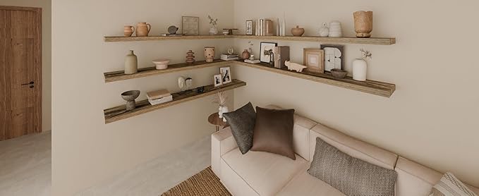 48 Inch Floating Shelves, 8 Inch Deep Floating Shelves for Wall, 5 Tier Hanging Wall Shelf with Invisible Brackets, Wall Mounted Display Shelves for Bathroom, Bedroom, Living Room,5 Tier-Ruum Studio Home