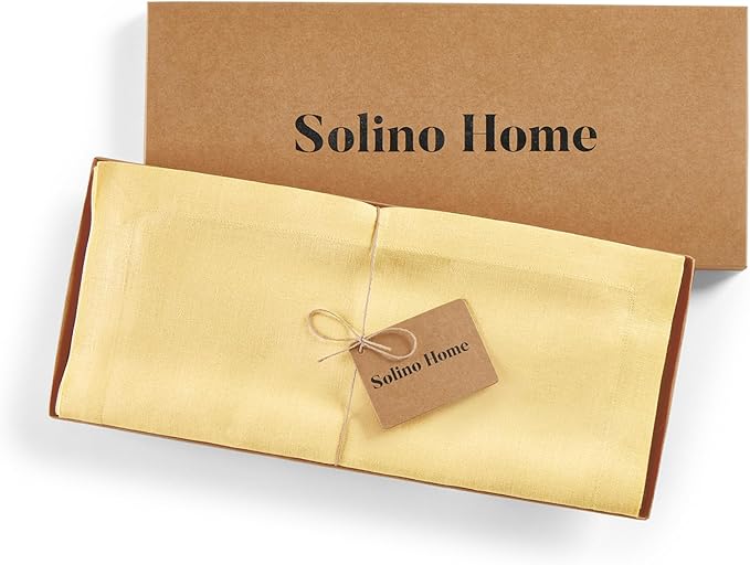Solino Home Linen Table Runner 72 Inches Long - 100% Pure Linen Golden Straw Dining Table Runner 14 x 72 Inch for Fall, Autumn, Thanksgiving - Fete-Ruum Studio Home