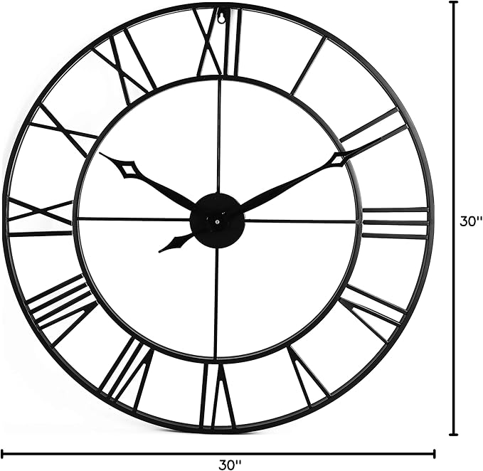 CLXEAST 30 Inch Large Wall Clock Modern, Oversized Roman Numeral Decorative Black Metal Wall Clock for Living Room Decor,House Warming Gifts New Home-Ruum Studio Home