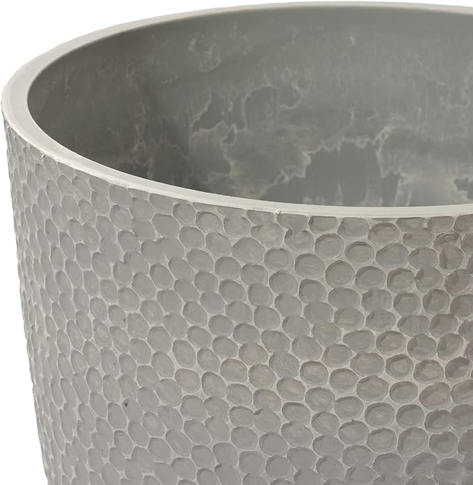 LA JOLIE MUSE 20 inch Tall Planters Set of 2, Tall Round Planters for Outdoor Plants, Grey Flower Pots for Front Door,Patio and Deck,Honeycomb.-Ruum Studio Home
