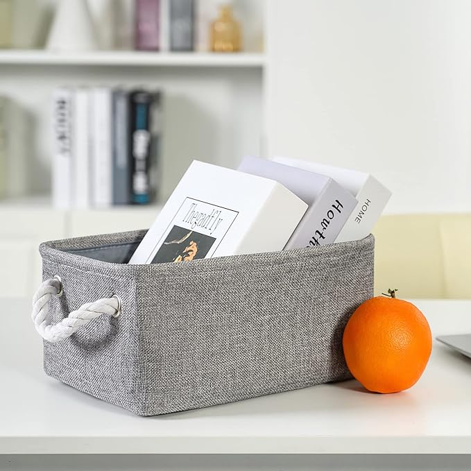 TheWarmHome Storage Bins for Shelves - 11.8x7.9x5.2 inch Grey Small Storage Baskets for Organizing, Fabric Storage Cubes Closet Organizer for Home Nursery Gift Decorative (Gray)-Ruum Studio Home