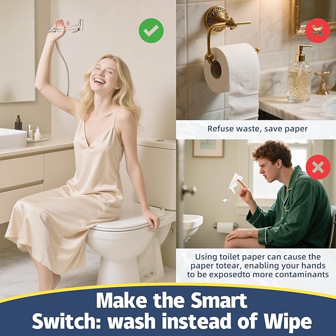 Handheld Bidet Sprayer for Toilet 2 PCS - Bidets for Existing Toilets Adjustable Water Pressure with Bidet Hose for Feminine Wash, Stainless Steel Muslim Shower Jet Spray for Toilet-Ruum Studio Home