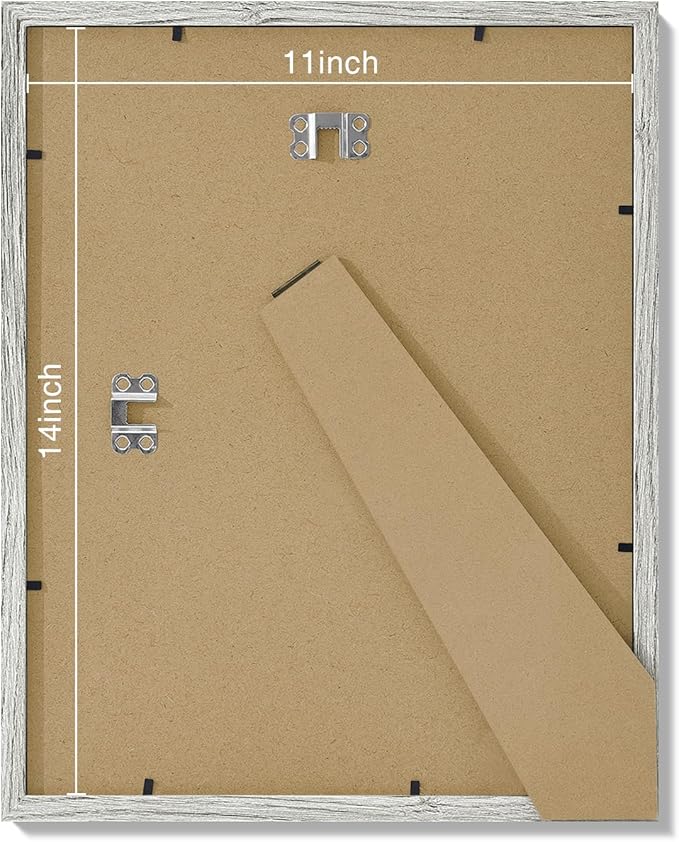 Vittanly 11x14 Picture Frames Set of 9, Shatter Resistant Plexiglass, Display 8x10 Pictures with Mat or 11x14 without Mat, Photo Frames for Wall or Tabletop, Engineered Wood, Grey-Ruum Studio Home