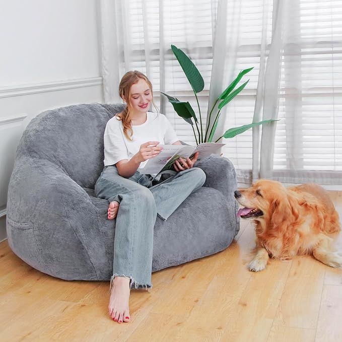 Giant Bean Bag Chair, Oversized Bean Bag Chairs for Adults and Kids, Gaming Chair Stuffed Memory Foam | Storage | Non-Slip, Removable Bean Bag Sofa Comfy Chair for Bedroom, Livingroom-Ruum Studio Home