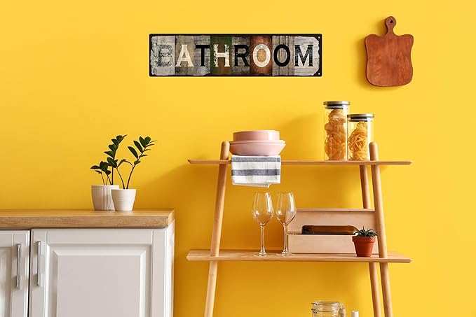 Vintage Tin Sign Retro Metal Bathroom Signs Stylish Wall Art Plaques Gift for Home Decor Bathroom Kitchen and Gothic Wall Decor or as a Classic Poster 16x4 in-Ruum Studio Home