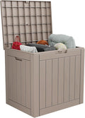 30 Gallon Resin Deck Box, Lockable Outdoor Storage Box for Patio Cushions Storage Furniture,Garden Tools, Pool Supplies, Weatherproof and UV Resistant- Grey-Ruum Studio Home