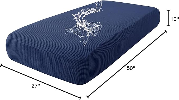 hyha Waterproof Couch Cushion Covers for Pets, Non Slip Sofa Seat Cover for Dogs Washable, Soft Thick Stretch Jacquard Fabric, Sofa Slipcovers with Elastic Bottom (1 Piece for Medium, Navy)-Ruum Studio Home