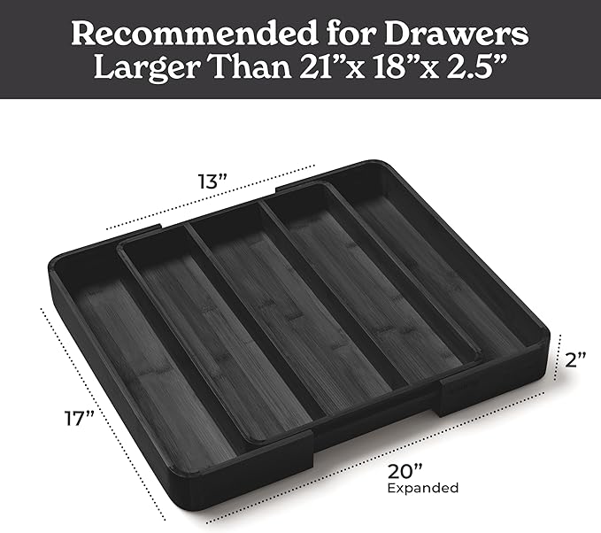 SMIRLY Silverware Drawer Organizer – Bamboo Kitchen Drawer Organizer, Adjustable Utensil Holder and Cutlery Tray, Drawer Dividers for Flatware and Kitchen Utensils-Ruum Studio Home