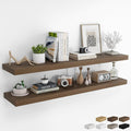 RICHFOCUS 55Inch Floating Shelves for Wall 2 Pack Shelves for Bedroom|Kitchen|Bathroom Wall Mounted Rustic Wood Floating Shelf with Invisible Brackets for Books|Storage|Decor, Walnut-Ruum Studio Home