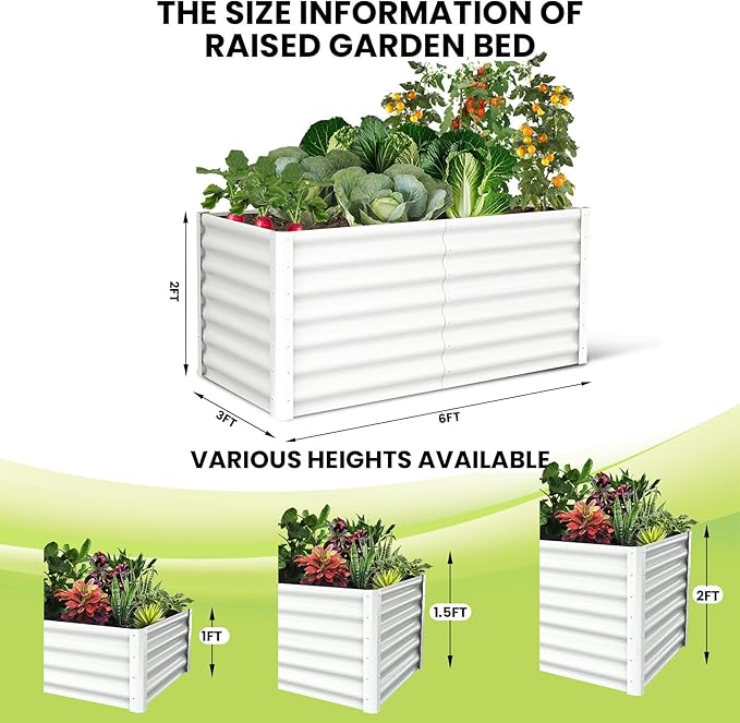 Large Outdoor Planter Boxes Kit Set of 2,6x3x2ft Galvanized Raised Bed Planter with Open-Ended Base Design, Elevated for Outdoor Plants, Durable Raised Bed for Gardening,Green-Ruum Studio Home