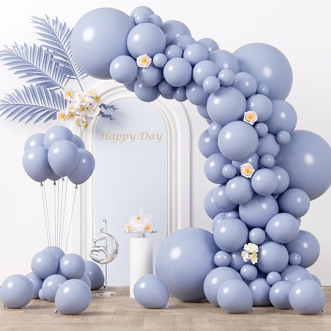 130pcs Dusty Blue Balloons Different Sizes 18" 12" 10" 5" Slate Blue Balloons for Boys Girls Baby Shower Wedding Anniversary Graduation Engagements Birthday Party Decorations-Ruum Studio Home