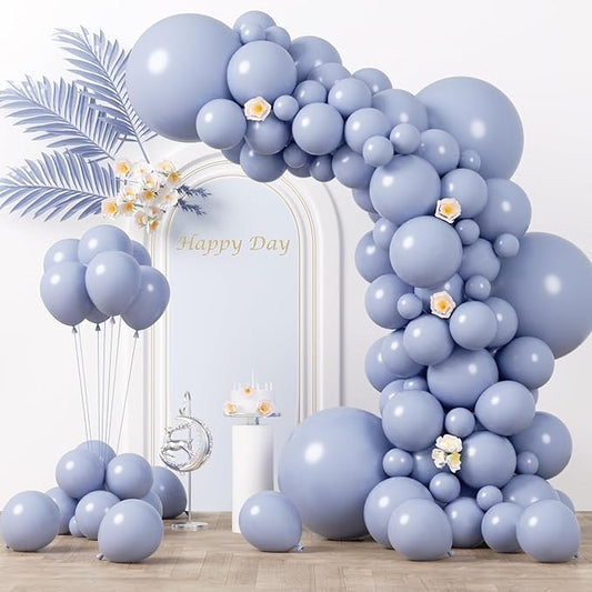 130pcs Dusty Blue Balloons Different Sizes 18" 12" 10" 5" Slate Blue Balloons for Boys Girls Baby Shower Wedding Anniversary Graduation Engagements Birthday Party Decorations-Ruum Studio Home
