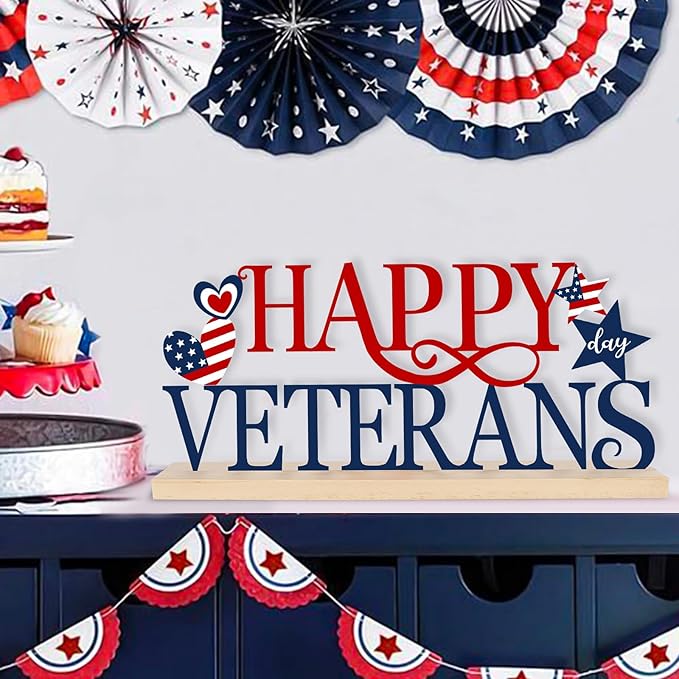 COCHIE Metal Happy Veterans Day Sign, Thank You Veteran Table Centerpieces Decorations for Home, Office, Shelf, Mantel, Indoor, Traditional Party Supplies Decor (Veterans)-Ruum Studio Home