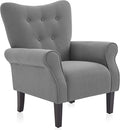 BELLEZE Modern Accent Chair, High Back Armchair, Upholstered Wingback Side Chair, Padded Single Sofa with Wooden Legs for Living Room, Bedroom - Gray-Ruum Studio Home