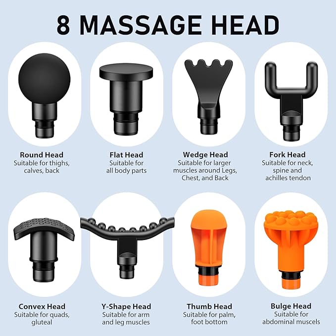 RAEMAO Massage Gun, Handheld Electric Deep Tissue Muscle Massager for Athletes for Pain Relief Attaching 8 Replacement Heads, Percussion Massager with 10 Speeds, Father's Day Gifts, Grey-Ruum Studio Home