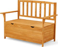 AVAWING Outdoor Storage Bench, Wooden Garden Bench Weatherproof, Patio Benches for Outside, 2-Seat Front Porch Bench, Park Bench for Deck, Lawn, Backyard (Yellow)-Ruum Studio Home
