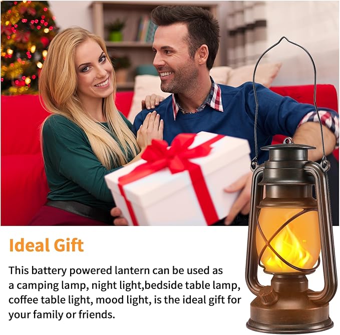 Outdoor Lanterns Waterproof Hanging Vintage LED Camping Lamps with Dancing Flame Non-Solar Remote Control Light Landscape Decor for Table Patio Garden Yard Pathway Porch 2Pack (3AA Batteries Power)-Ruum Studio Home