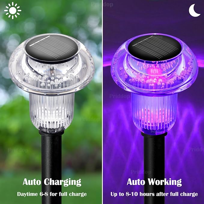 Solar Lights Outdoor Pathway Waterproof 16 Pack Color Changing LED Acrylic Mushroom Decorative Garden Lights for Yard Landscape Patio Outside Christmas Decorations-Ruum Studio Home