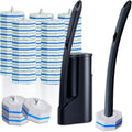 Disposable Toilet Brush with 50 Wand Cleaner Refills Pads，Wall Mounted Toilet Bowl Holder Set，Toilet Cleaning System Starter Kit，Bathroom Cleaning System for Sink Bathtub Wash Basin-Ruum Studio Home