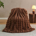 Lotus Karen Faux Fur Throw Blanket Dark Coffee - Big Bubble Rabbit Fluff Blanket for Couch Bed Sofa,Softest Fluffy Fuzzy Cozy Blanket,Thick Furry Plush Shaggy Warm Blankets for Women,50x60 Inches-Ruum Studio Home