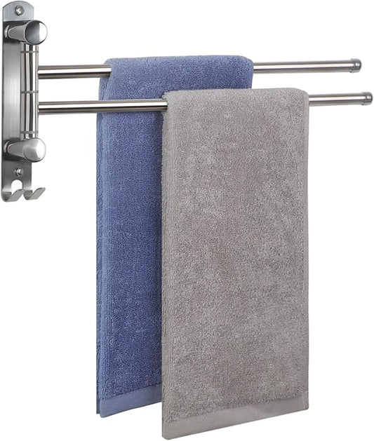 Wall Mounted Towel Rack JSVER 2 Arms Extended Swivel Towel Holder, SUS304 Stainless Steel Towel Racks for Bathroom, Kitchen-Ruum Studio Home
