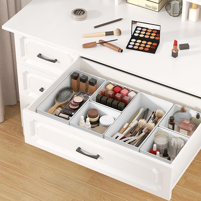 DIMJ Drawer Organizer Clothes 24 Pack - Foldable Baby Organizers and Storage & Dresser Organizer for Bedroom, Closet - Nursery Organization Dresser Dividers for underwear, Sock,Bra, Belt, Tie, White-Ruum Studio Home