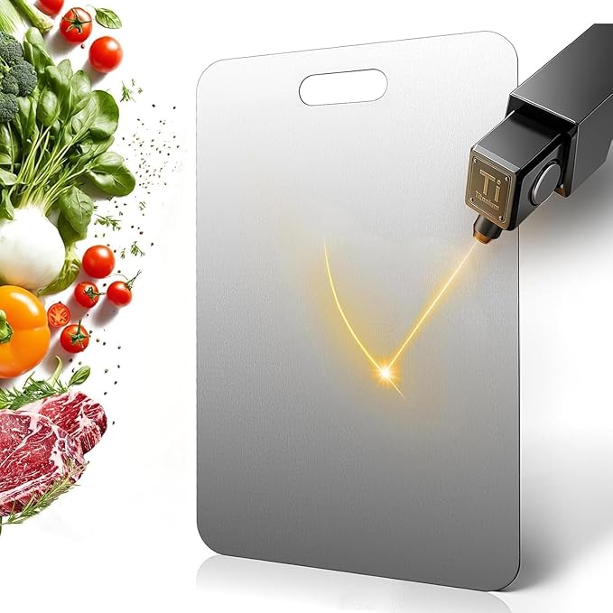 Katuchef Titanium Cutting Board 2025 New Upgrade Pure Titanium Cutting Boards for Kitchen Double Sided Cutting Boards Non Toxic,Hygiene Durable Chopping Board Suitable for Dishwasher Safe(11.4 * 7.9)-Ruum Studio Home