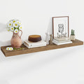 48 Inch Floating Shelves, 12 Inch Deep Floating Shelves for Wall, Floating Shelf with Invisible Brackets, Deep Wall Shelves for Bathroom, Bedroom, Living Room, 1 Pack, Brown-Ruum Studio Home