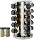 Kamenstein 20 Jar Revolving Countertop Spice Rack with Spices Included, FREE Spice Refills for 5 Years, Polished Stainless Steel with Black Caps, 30020-Ruum Studio Home